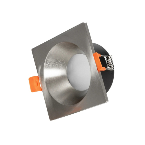 GloboStar® 61318 GASPAR Χωνευτό Τετράγωνο Σποτ Οροφής για Λάμπα MR16/GU10 IP65 - Αλουμίνιο & Γυαλί - Φ8.5 x Υ4.4cm - Ασημί & Διάφανο - 5 Χρόνια Εγγύηση