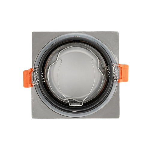 GloboStar® 61318 GASPAR Χωνευτό Τετράγωνο Σποτ Οροφής για Λάμπα MR16/GU10 IP65 - Αλουμίνιο & Γυαλί - Φ8.5 x Υ4.4cm - Ασημί & Διάφανο - 5 Χρόνια Εγγύηση