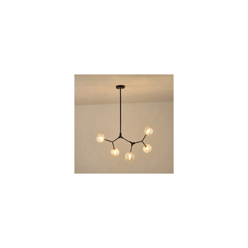 ΦΩΤΙΣΤΙΚΟ ΚΡΕΜΑΣΤΟ 5ΦΩΤΟ 5ΧG9 MAX15W 800Χ900mm ΜΑΥΡΟ-ΓΚΡΙ ARTE ILLUMINA ATOM
