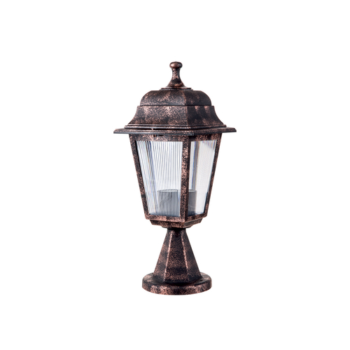 GloboStar® SOLME 203-0215 Vintage Επιδαπέδιο Φωτιστικό Φαναράκι Μονόφωτο 1 x E27 IP44 Χάλκινο Πλαστικό Σώμα - Μ15 x Π15 x Υ38cm