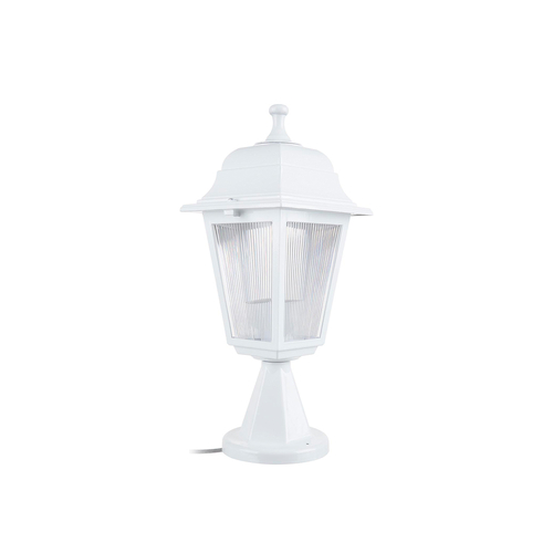 GloboStar® SOLME 203-0220 Vintage Επιδαπέδιο Φωτιστικό Φαναράκι Μονόφωτο 1 x E27 IP44 Λευκό Πλαστικό Σώμα - Μ15 x Π15 x Υ38cm