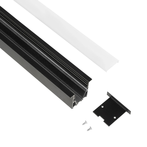 GLOBOSTAR® ALP-LINEAR RECESSA 61786-3M Χωνευτό Προφίλ Αλουμινίου με Λευκό Γαλακτερό Πατητό Κάλυμμα για Ταινίες LED IP20 - Μαύρο Ματ - Μ300 x Π3.5 x Υ4cm