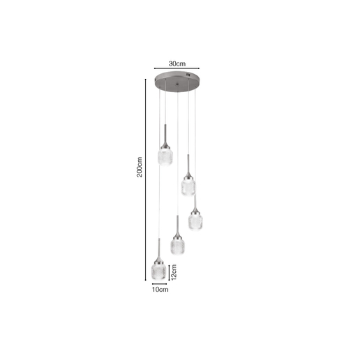 Inlight Κρεμαστό φωτιστικό LED 5*10W από χρυσαφί μέταλλο και ακρυλικό D:30x200cm (4077-5-Golden)