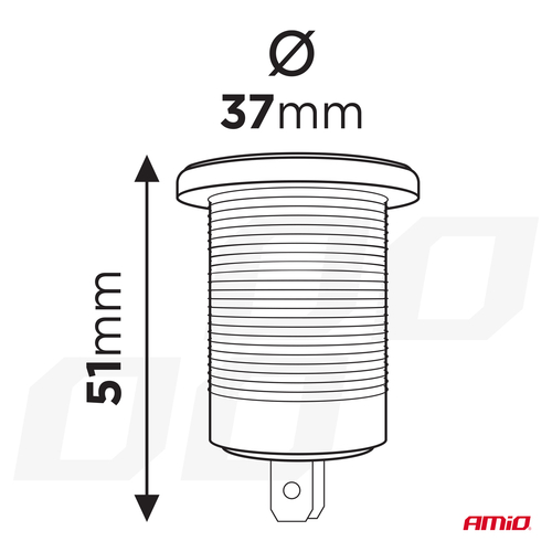 ΠΡΙΖΑ ΜΕ 2 ΘΥΡΕΣ USB ΚΑΙ ΚΑΠΑΚΙ 12/24V QUICK CHARGE 3.0 ΑΔΙΑΒΡΟΧΗ ΜΕ ΜΠΛΕ LED ΦΩΣ ΜΑΥΡΗ AMIO - 1 ΤΕΜ.