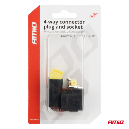 ΦΙΣΑ ΣΥΝΔΕΣΗΣ ΜΕ ΥΠΟΔΟΧΗ 4 PIN Φ2,2mm ΑΔΙΑΒΡΟΧΗ AMIO - 1 τεμ.