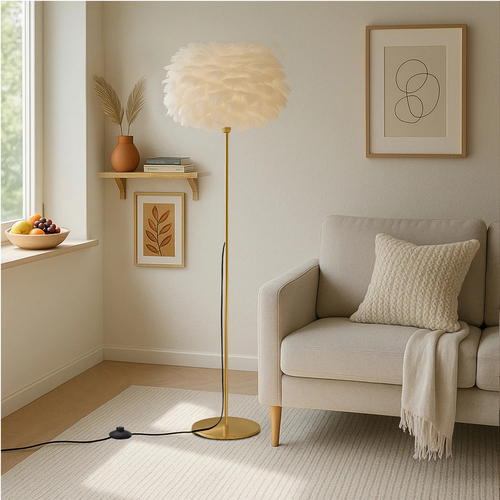 GloboStar® ALES 204-0192 Μοντέρνο Φωτιστικό Δαπέδου  Μονόφωτο 1 x E27 AC 220-240V IP20 Μπεζ & Χρυσό - Μ40 x Π40 x Υ150cm GloboStar® ALES 204-0192 Μοντέρνο Φωτιστικό Δαπέδου  Μονόφωτο 1 x E27 AC 220-240V IP20 Μπεζ & Χρυσό - Μ40 x Π40 x Υ150cm