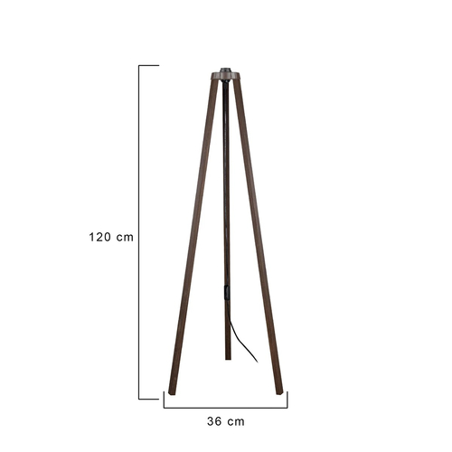 GloboStar® TRIPOD 203-0257 Μοντέρνο Επιδαπέδιο Φωτιστικό Μονόφωτο 1 x E27 IP20 Καφέ Ξύλο - Μ38 x Π38 x Υ120cm