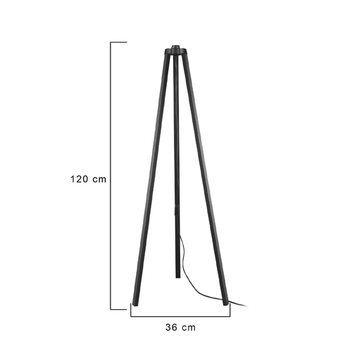 GloboStar® TRIPOD 203-0258 Μοντέρνο Επιδαπέδιο Φωτιστικό Μονόφωτο 1 x E27 IP20 Μαύρο Ξύλο - Μ38 x Π38 x Υ120cm
