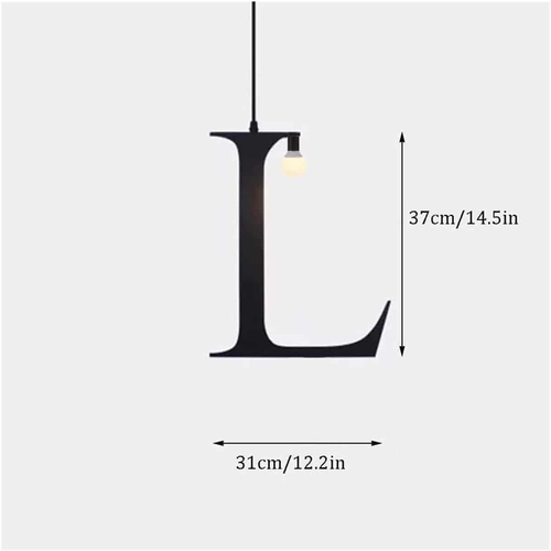 100151-L ALPHABET Μοντέρνο Κρεμαστό Φωτιστικό Οροφής Μονόφωτο 1xE27 Μαύρο Μεταλλικό Φιγούρα L Φ38 x Υ38cm