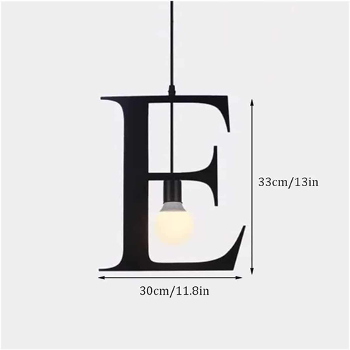 100151-E ALPHABET Μοντέρνο Κρεμαστό Φωτιστικό Οροφής Μονόφωτο 1xE27 Μαύρο Μεταλλικό Φιγούρα E Φ30 x Υ33cm