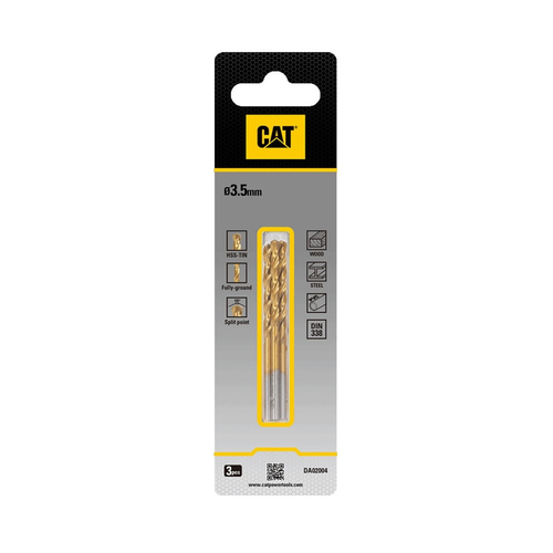 CAT Τρυπάνι τιτανίου HSS σετ:3τεμ 3.5x65mm DA02004