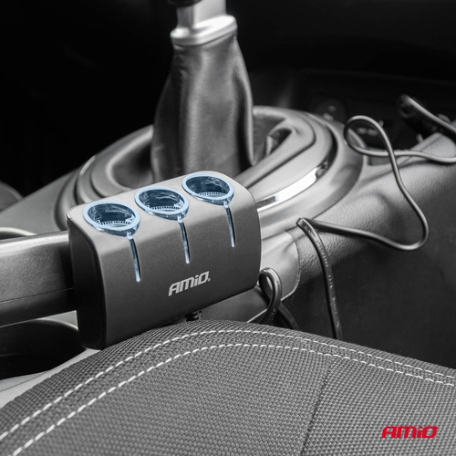 ΑΝΤΑΠΤΟΡΑΣ ΑΝΑΠΤΗΡΑ 12/24V 120W ΜΑΥΡΟΣ/3 ΘΕΣΕΙΣ/ΚΑΛΩΔΙΟ 80cm AMIO - 1 Τεμ.