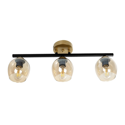 GLOBOSTAR® RADIUS 201-0122 Vintage Φωτιστικό Οροφής με Ντουί 3 x E27 AC 220-240V IP20 - Χρυσό, Μαύρο & Διάφανο- Μ60 x Π13 x Υ16cm