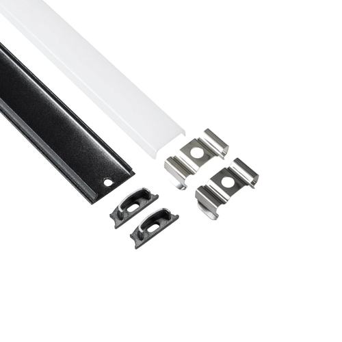 GLOBOSTAR® ALP-LINEAR CURBARIO 70804-1M Επιφανειακό Εύκαμπτο Προφίλ Αλουμινίου με Λευκό Γαλακτερό Πατητό Κάλυμμα για Ταινίες LED IP20 - Μαύρο - Μ100 x Π1.7 x Υ0.5cm