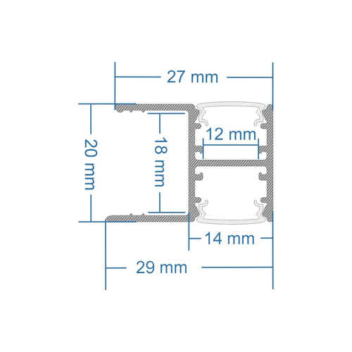 GLOBOSTAR® ALP-R-SHELF DODA 70814-1M Χωνευτό Προφίλ Αλουμινίου Ειδικό για Φωτισμό Ραφιού 18mm με Λευκό Γαλακτερό Πατητό Κάλυμμα για Ταινίες LED IP20 - Ασημί - Μ100 x Π1.5 x Υ2cm