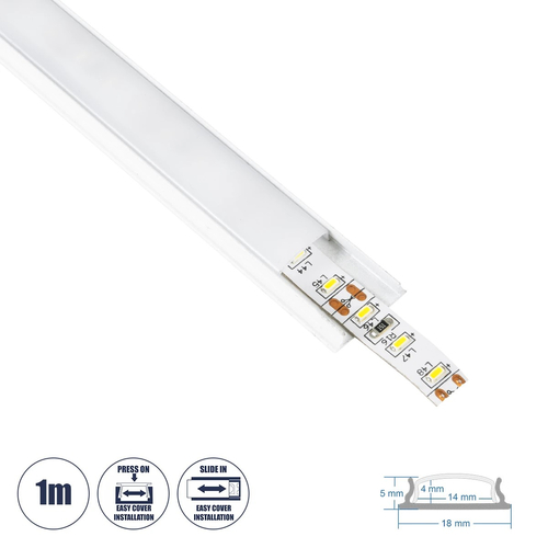GLOBOSTAR® ALP-LINEAR CURBARIO 70863-1M Επιφανειακό Εύκαμπτο Προφίλ Αλουμινίου με Λευκό Γαλακτερό Πατητό Κάλυμμα για Ταινίες LED IP20 - Λευκό - Μ100 x Π1.7 x Υ0.5cm