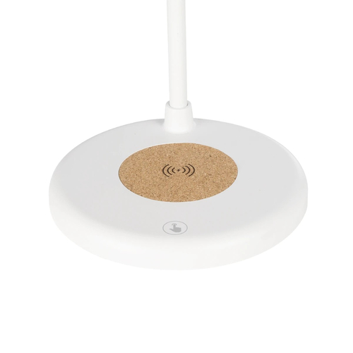 GLOBOSTAR® LUCORA 76555 Μοντέρνο Επιτραπέζιο Φωτιστικό Γραφείου με Ασύρματη Φόρτιση 10W 2A & 4W Bluetooth Ηχείο LED 3W 300lm 120° DC 5V με USB-C IP20 Ρυθμιζόμενο Λευκό CCT με Αφή 2700K/4500K/6000K Dimmable - Sanan SMD Chip - Λευκό - Μ12 x Π12 x Υ34cm - 2 Χρόνια Εγγύηση