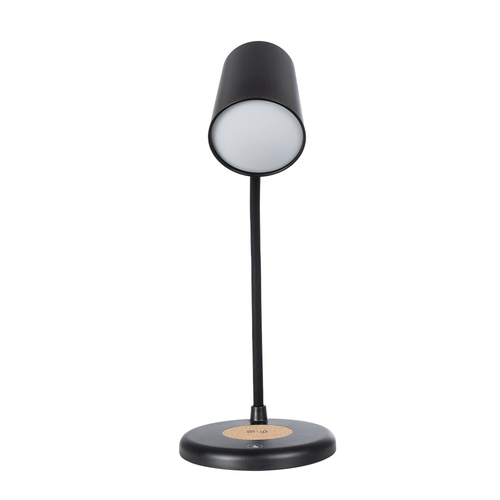 GLOBOSTAR® LUCORA 76556 Μοντέρνο Επιτραπέζιο Φωτιστικό Γραφείου με Ασύρματη Φόρτιση 10W 2A & 4W Bluetooth Ηχείο LED 3W 300lm 120° DC 5V με USB-C IP20 Ρυθμιζόμενο Λευκό CCT με Αφή 2700K/4500K/6000K Dimmable - Sanan SMD Chip - Μαύρο - Μ12 x Π12 x Υ34cm - 2 Χρόνια Εγγύηση