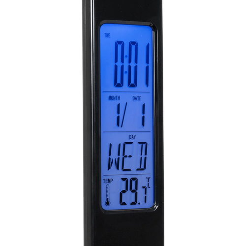 GLOBOSTAR® ZENTIME 76564 Μοντέρνο Επιτραπέζιο Φωτιστικό Γραφείου με Ασύρματη Φόρτιση 10W 2A & Ψηφιακό Ρολόι LED 3.5W 350lm 120° DC 5V με USB-C IP20 Ρυθμιζόμενο Λευκό CCT με Αφή 2700K/4500K/6000K Dimmable - Sanan SMD Chip - Μαύρο - Μ13 x Π25 x Υ50cm - 2 Χρόνια Εγγύηση
