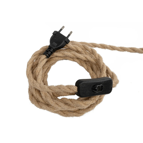GLOBOSTAR® WHIP 77676 Μοντέρνο DIY Φωτιστικό με Υφασμάτινο Καλώδιο, Ντουί 3 x E27, Διακόπτη On/Off & Πρίζα AC 220-240V IP20 - Μπεζ & Μαύρο - Μ650 x Π5.5 x Υ100cm