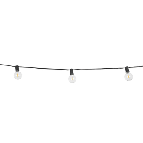 GLOBOSTAR® TWILIGHT 79669 Μοντέρνο Φωτιστικό Κήπου Γιρλάντα 14.5m με 50 Λάμπες LED 30W 2700lm 360° DC 3.7V με Ενσωματωμένο Φωτοβολταϊκό Panel 5.5V 5W & Επαναφορτιζόμενη Μπαταρία Li-ion 3.7V 3x18650 6600mAh Αδιάβροχο IP65 Θερμό Λευκό 2700Κ Dimmable - Sanan SMD Chip - Μαύρο & Διάφανο - Μ1450 x Π4 x Υ7cm - 2 Χρόνια Εγγύηση