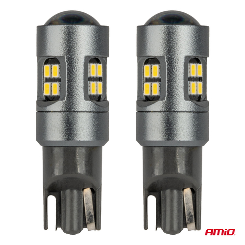 ΛΑΜΠΑΚΙΑ T10 W5W 12V/24V LED CAN-BUS 16xSMD 2016 ΛΕΥΚΟ ΦΩΣ 5.500K (ΣΕ ΧΡΩΜΑ ΧΡΩΜΙΟΥ) AMIO -  2 ΤΕΜ.