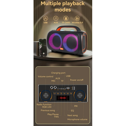 Φορητό ηχείο subwoofer με 2 μικρόφωνα Karaoke - ZQS-L19 - 801155