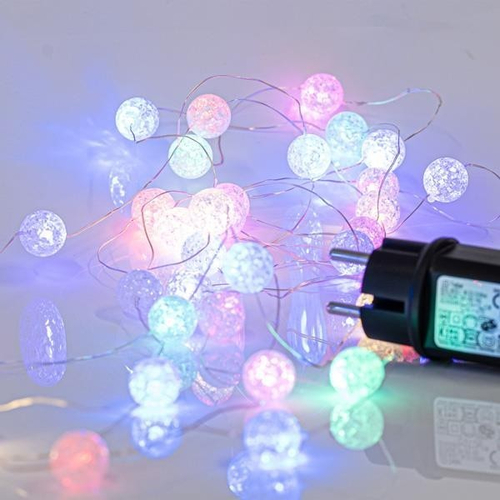 ΣΕΙΡΑ, 100 MINI LED, ΑΚΡΥΛΙΚΕΣ ΜΠΑΛΙΤΣΕΣ Φ2cm, 4,5V ΜΕΤΑΣΧΗΜΑΤΙΣΤΗ, ΑΣΗΜΙ ΧΑΛΚΙΝΟ ΚΑΛΩΔΙΟ, OPAL ΠΟΛΥΧΡΩΜΟ LED, ΑΝΑ 5cm, ΠΡΟΕΚΤΑΣΗ ΠΑΡΟΧΗΣ 3m, IP44