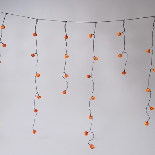 ΚΟΥΡΤΙΝΑ, 50 LED 3mm, ΔΙΑΚΟΣΜΗΤΙΚΈΣ ΚΟΛΟΚΥΘΕΣ HALLOWEEN, ΜΠΑΤΑΡΙΑΣ 3xAA, ΧΡΟΝΟΔΙΑΚΟΠΤΗ, ΜΑΥΡΟ PVC ΚΑΛΩΔΙΟ, ΘΕΡΜΟ ΛΕΥΚΟ LED, 180x106cm, IP20