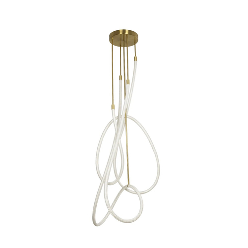 kelvo® GLOW 61671 Μοντέρνο Φωτιστικό Οροφής LED 85W 8500lm 360° AC 220-240V IP20 Ρυθμιζόμενο Λευκό CCT με Χειριστήριο από 2700K έως 6000K Dimmable - Lumileds SMD Chip - Χρυσό Πλατίνα & Λευκό Νήμα - Μ100 x Π100 x Υ140cm - 3 Χρόνια Εγγύηση