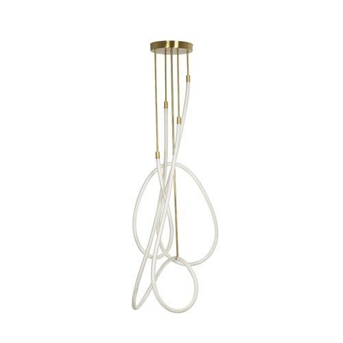 kelvo® GLOW 61671 Μοντέρνο Φωτιστικό Οροφής LED 85W 8500lm 360° AC 220-240V IP20 Ρυθμιζόμενο Λευκό CCT με Χειριστήριο από 2700K έως 6000K Dimmable - Lumileds SMD Chip - Χρυσό Πλατίνα & Λευκό Νήμα - Μ100 x Π100 x Υ140cm - 3 Χρόνια Εγγύηση