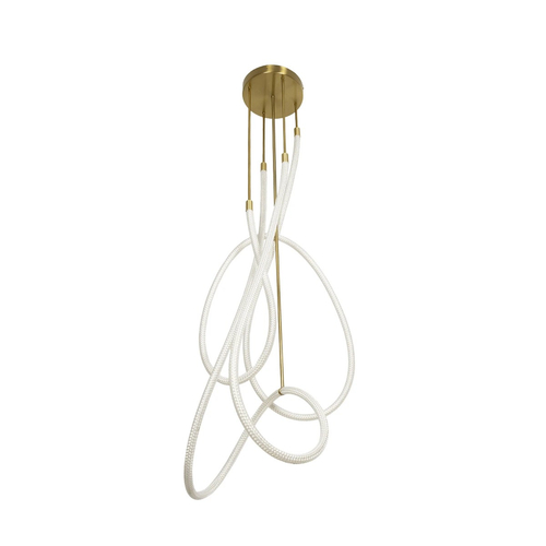 kelvo® GLOW 61671 Μοντέρνο Φωτιστικό Οροφής LED 85W 8500lm 360° AC 220-240V IP20 Ρυθμιζόμενο Λευκό CCT με Χειριστήριο από 2700K έως 6000K Dimmable - Lumileds SMD Chip - Χρυσό Πλατίνα & Λευκό Νήμα - Μ100 x Π100 x Υ140cm - 3 Χρόνια Εγγύηση