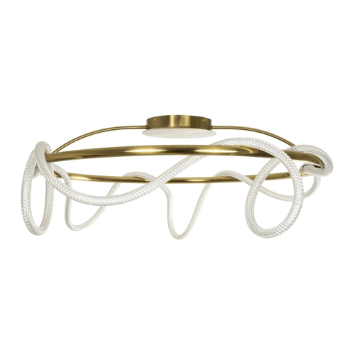 kelvo® GLOW 61674 Μοντέρνο Φωτιστικό Οροφής LED 65W 6500lm 360° AC 220-240V IP20 Ρυθμιζόμενο Λευκό CCT με Χειριστήριο από 2700K έως 6000K Dimmable - Lumileds SMD Chip - Χρυσό Πλατίνα & Λευκό Νήμα - Μ100 x Π100 x Υ30cm - 3 Χρόνια Εγγύηση