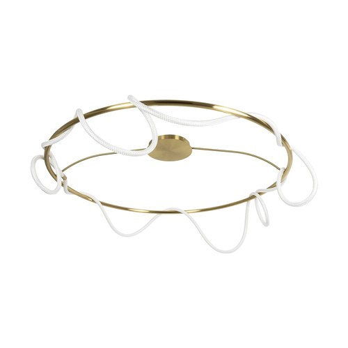 kelvo® GLOW 61675 Μοντέρνο Φωτιστικό Οροφής LED 89W 8900lm 360° AC 220-240V IP20 Ρυθμιζόμενο Λευκό CCT με Χειριστήριο από 2700K έως 6000K Dimmable - Lumileds SMD Chip - Χρυσό Πλατίνα & Λευκό Νήμα - Μ150 x Π150 x Υ30cm - 3 Χρόνια Εγγύηση