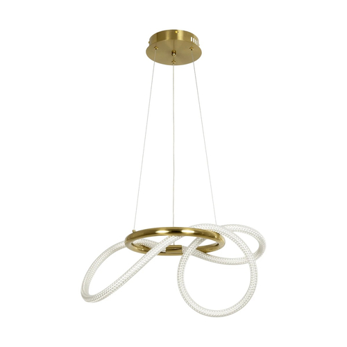 kelvo® GLOW 61657 Μοντέρνο Κρεμαστό Φωτιστικό Οροφής LED 30W 3000lm 360° AC 220-240V IP20 Ρυθμιζόμενο Λευκό CCT με Χειριστήριο από 2700K έως 6000K Dimmable - Lumileds SMD Chip - Χρυσό Πλατίνα & Λευκό Νήμα - Μ40 x Π40 x Υ35cm - 3 Χρόνια Εγγύηση