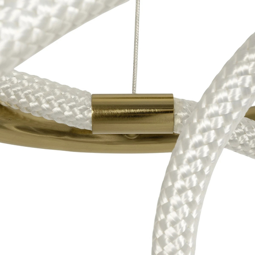 kelvo® GLOW 61657 Μοντέρνο Κρεμαστό Φωτιστικό Οροφής LED 30W 3000lm 360° AC 220-240V IP20 Ρυθμιζόμενο Λευκό CCT με Χειριστήριο από 2700K έως 6000K Dimmable - Lumileds SMD Chip - Χρυσό Πλατίνα & Λευκό Νήμα - Μ40 x Π40 x Υ35cm - 3 Χρόνια Εγγύηση