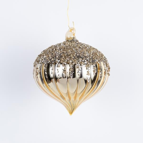 ΓΥΑΛΙΝΗ ΜΠΑΛΑ, ΧΡΥΣΗ, ΚΡΕΜΜΥΔΙ, ΜΕ ΓΥΑΛΙΝΟ ΓΚΛΙΤΕΡ, ΣΕΤ 2ΤΜΧ, 12cm