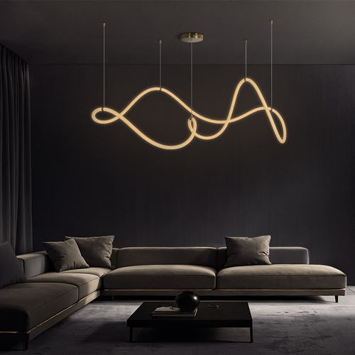 kelvo® GLOW 61668 Μοντέρνο Κρεμαστό Φωτιστικό Οροφής LED 65W 6500lm 360° AC 220-240V IP20 Ρυθμιζόμενο Λευκό CCT με Χειριστήριο από 2700K έως 6000K Dimmable - Lumileds SMD Chip - Χρυσό Πλατίνα & Λευκό Νήμα - Μ150 x Π150 x Υ80cm - 3 Χρόνια Εγγύηση