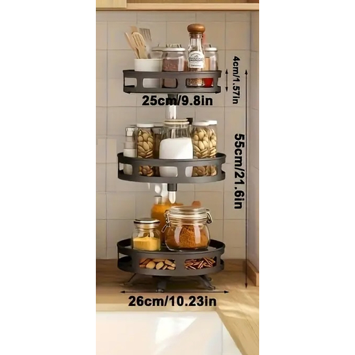 Ραφιέρα οργάνωσης κουζίνας περιστρεφόμενη τριώροφη - 11903 - 114012 Ραφιέρα οργάνωσης κουζίνας περιστρεφόμενη τριώροφη - 11903 - 114012