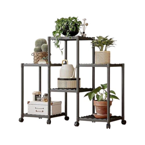 Διακοσμητική τροχήλατη ραφιέρα δαπέδου με 6 ράφια - YH9628-1A - 114104 - Black