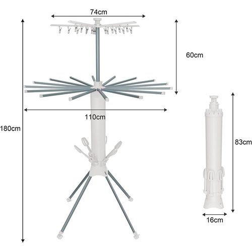Πτυσσόμενη κρεμάστρα δαπέδου & απλώστρα ρούχων τροχήλατη - 12004-3 - 114289