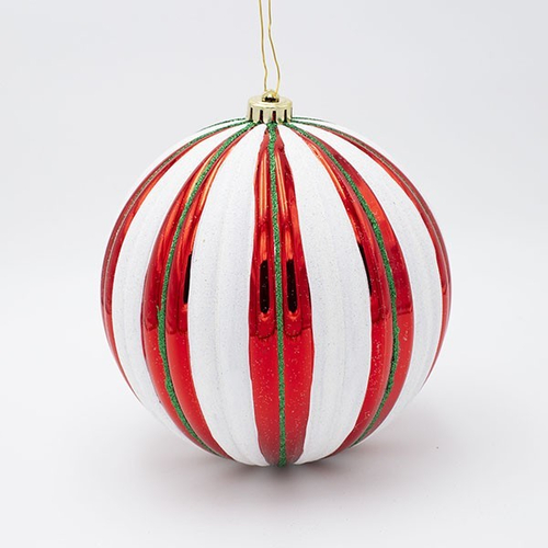 ΠΛΑΣΤΙΚΗ ΜΠΑΛΑ, ΚΟΚΚΙΝΗ ΜΕ ΛΕΥΚΕΣ ΚΑΙ ΠΡΑΣΙΝΕΣ ΡΙΓΕΣ, ΣΕΤ 2ΤΜΧ, 20cm