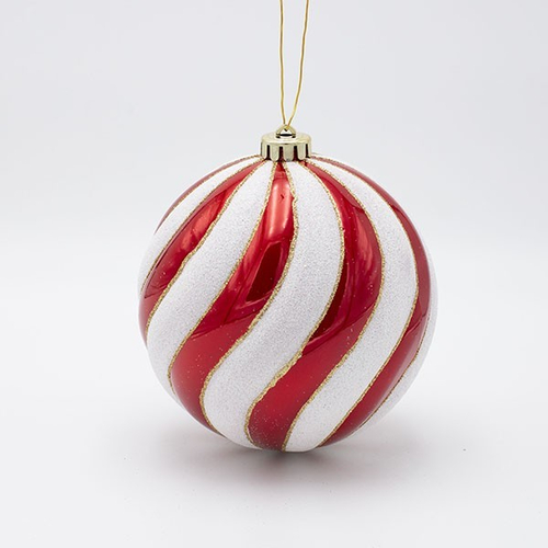 ΠΛΑΣΤΙΚΗ ΜΠΑΛΑ, ΚΟΚΚΙΝΗ ΜΕ ΛΕΥΚΑ ΚΑΙ GLITTER ΝΕΡΑ, ΣΕΤ 2ΤΜΧ, 15cm