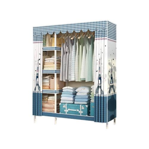 Υφασμάτινη ντουλάπα ρούχων με ράφια - PL13-105 - 521643 - Blue