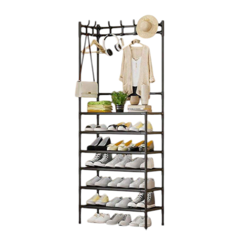 Κρεμάστρα δαπέδου με ράφια παπουτσιών - YH6607-6 - 522534 - Black