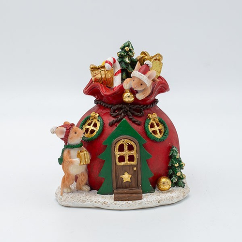 ΔΙΑΚΟΣΜΗΤΙΚΟ ΠΟΛΥΡΕΖΙΝ, ΣΠΙΤΑΚΙ ΜΕ ΠΟΝΤΙΚΑΚΙΑ, ΦΩΤΙΖΟΜΕΝΟ, 12x13cm