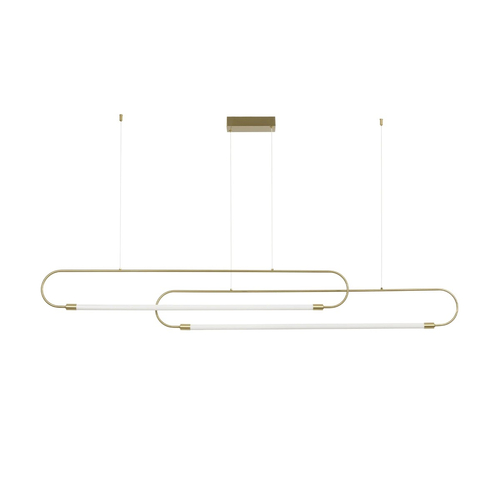 kelvo® GLOW 61665 Μοντέρνο Κρεμαστό Φωτιστικό Οροφής LED 28W 2800lm 360° AC 220-240V IP20 Ρυθμιζόμενο Λευκό CCT με Χειριστήριο από 2700K έως 6000K Dimmable - Lumileds SMD Chip - Χρυσό Πλατίνα & Λευκό Νήμα - Μ160 x Π3 x Υ25cm - 3 Χρόνια Εγγύηση