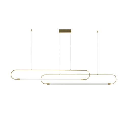 kelvo® GLOW 61665 Μοντέρνο Κρεμαστό Φωτιστικό Οροφής LED 28W 2800lm 360° AC 220-240V IP20 Ρυθμιζόμενο Λευκό CCT με Χειριστήριο από 2700K έως 6000K Dimmable - Lumileds SMD Chip - Χρυσό Πλατίνα & Λευκό Νήμα - Μ160 x Π3 x Υ25cm - 3 Χρόνια Εγγύηση