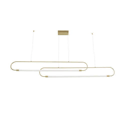 kelvo® GLOW 61665 Μοντέρνο Κρεμαστό Φωτιστικό Οροφής LED 28W 2800lm 360° AC 220-240V IP20 Ρυθμιζόμενο Λευκό CCT με Χειριστήριο από 2700K έως 6000K Dimmable - Lumileds SMD Chip - Χρυσό Πλατίνα & Λευκό Νήμα - Μ160 x Π3 x Υ25cm - 3 Χρόνια Εγγύηση