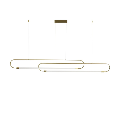 kelvo® GLOW 61665 Μοντέρνο Κρεμαστό Φωτιστικό Οροφής LED 28W 2800lm 360° AC 220-240V IP20 Ρυθμιζόμενο Λευκό CCT με Χειριστήριο από 2700K έως 6000K Dimmable - Lumileds SMD Chip - Χρυσό Πλατίνα & Λευκό Νήμα - Μ160 x Π3 x Υ25cm - 3 Χρόνια Εγγύηση